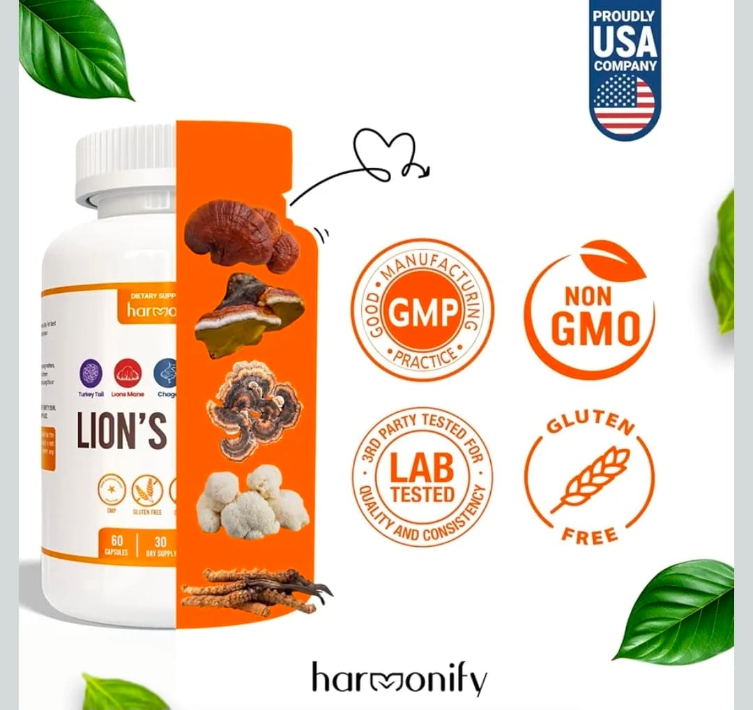 Harmonify Lion's Mane Dietary Supplement 60 Capsules - Thumbnail 3