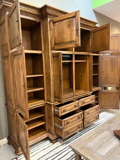 Wooden Entertainment Center With 10 Doors And 4 Drawers - Thumbnail 4