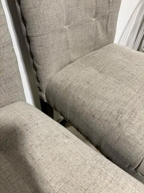 Set Of 3 Grey Barstools With Silver Nailheads - Thumbnail 3