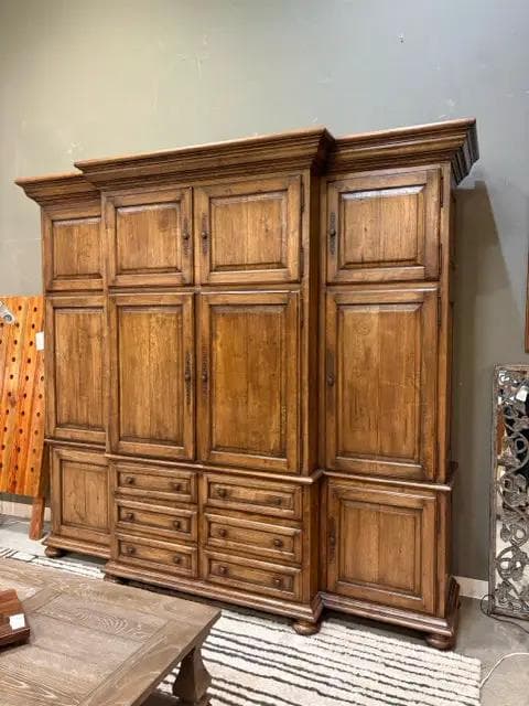 Wooden Entertainment Center With 10 Doors And 4 Drawers - Image 1