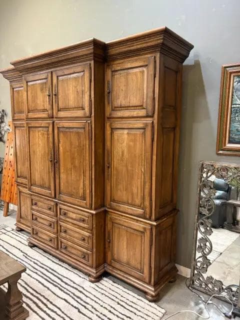 Wooden Entertainment Center With 10 Doors And 4 Drawers - Thumbnail 2