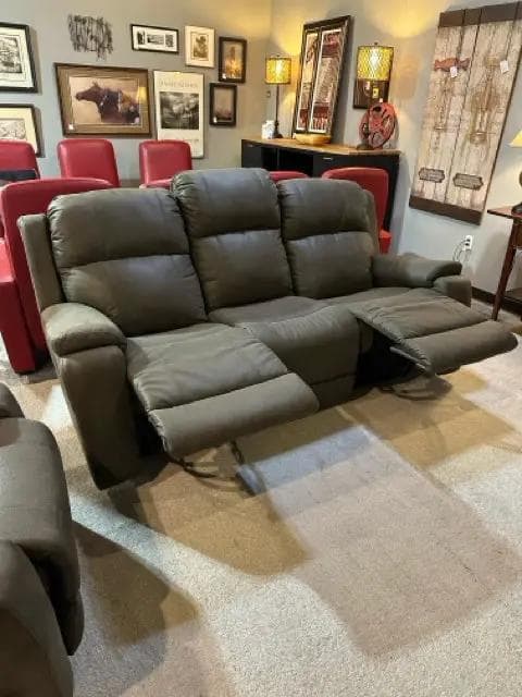 La Z Boy Grey Manual Reclining Sofa - Thumbnail 3