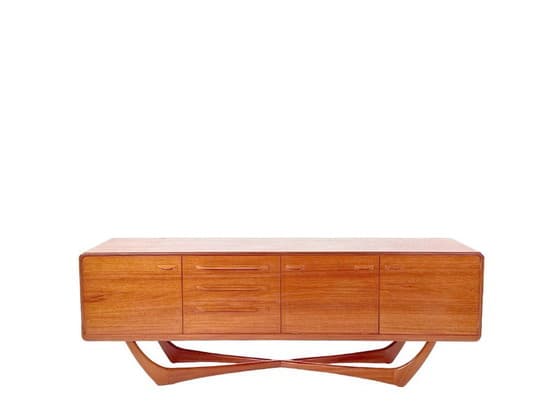 Mid-Century Modern Teak Sideboard with Sculpted Base - Image 1