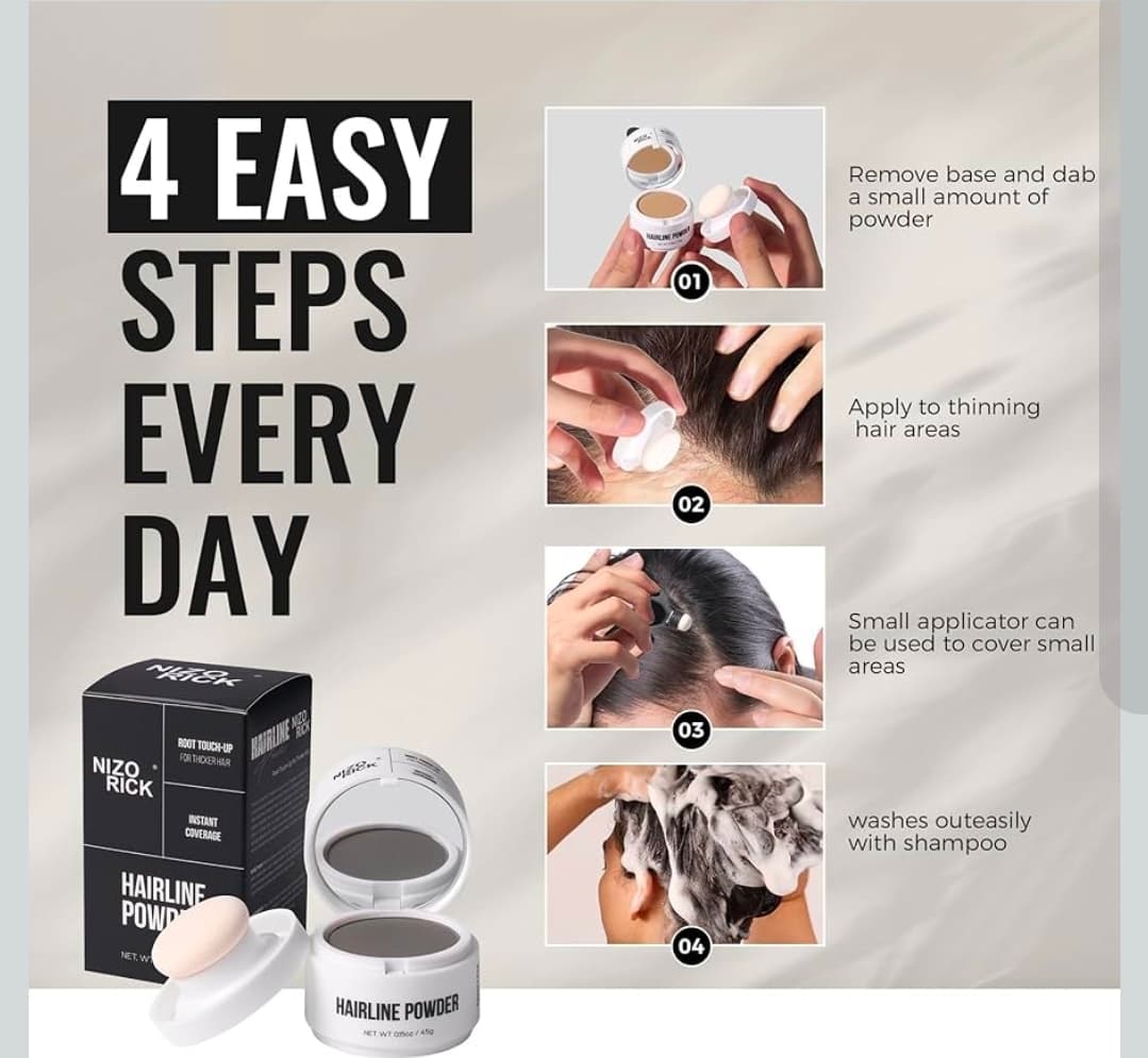 Nizo Rick Hairline Powder Root Touch-Up 4.5g Dark Grey - Thumbnail 4