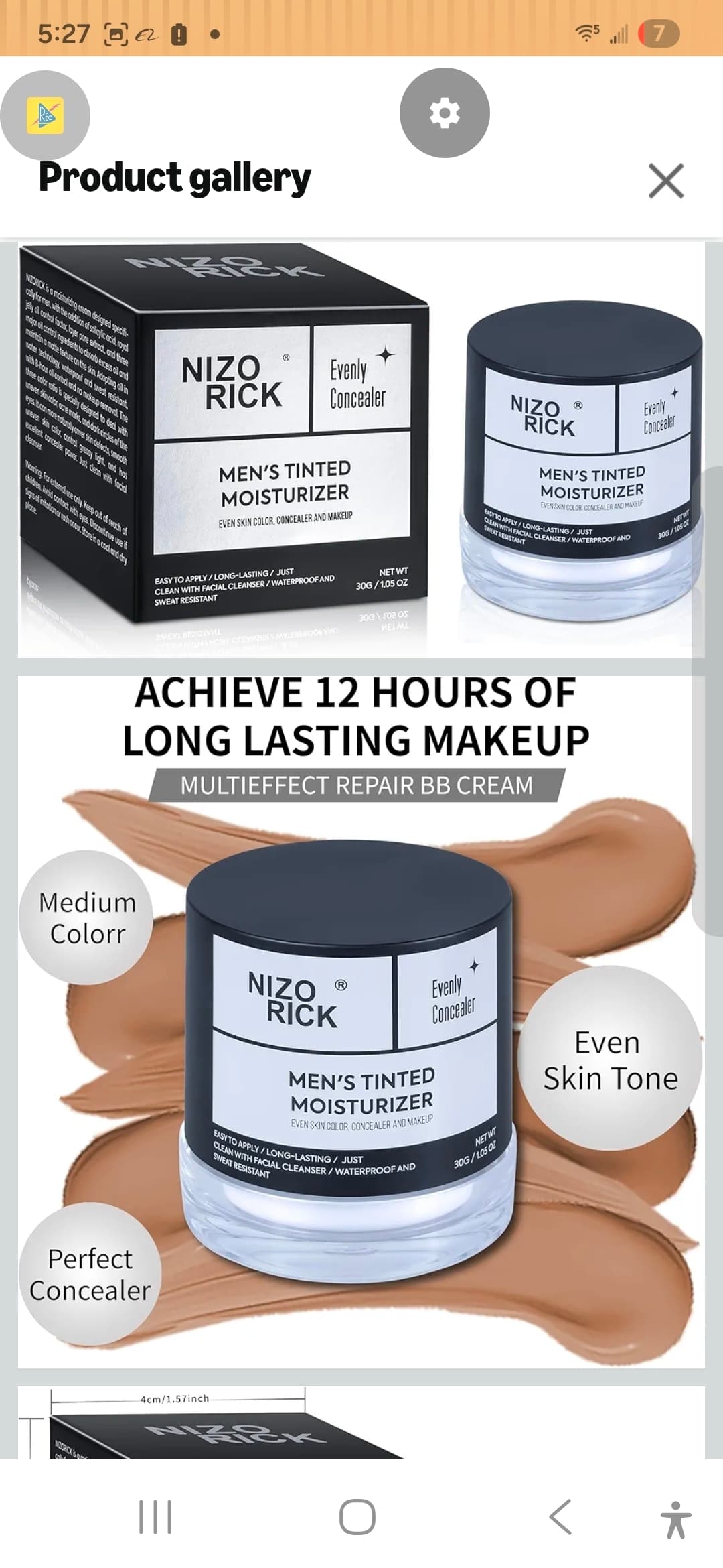 Nizo Rick Men's Tinted Moisturizer 30g Evenly Concealer Light - Thumbnail 2