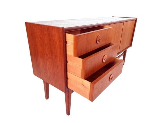 Mid-Century Modern Teak Sideboard with Drawers and Cabinet - Thumbnail 6
