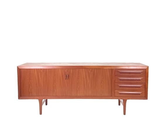 Mid-Century Modern Teak Sideboard with Sliding Doors and Drawers - Image 1