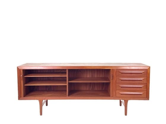 Mid-Century Modern Teak Sideboard with Sliding Doors and Drawers - Thumbnail 2