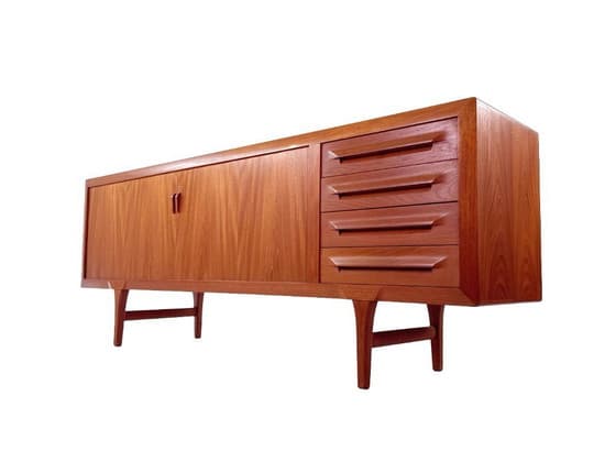 Mid-Century Modern Teak Sideboard with Sliding Doors and Drawers - Thumbnail 4