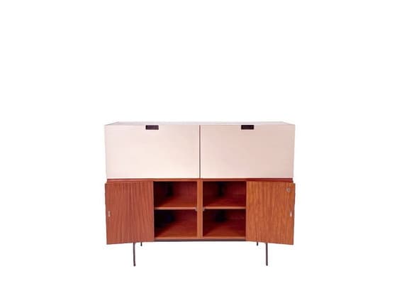 Vintage Mid-Century Modern Teak and White Bar Cabinet - Thumbnail 3