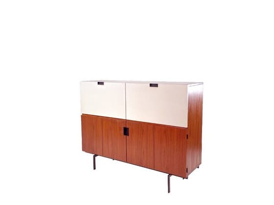 Vintage Mid-Century Modern Teak and White Bar Cabinet - Thumbnail 4