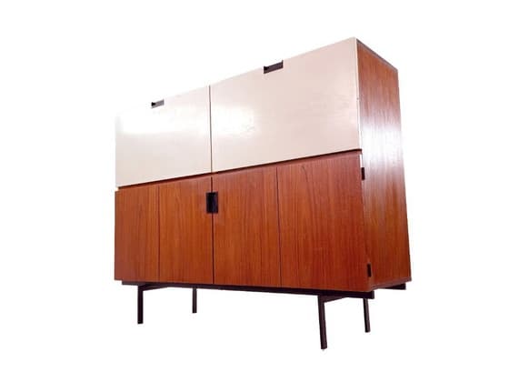 Vintage Mid-Century Modern Teak and White Bar Cabinet - Thumbnail 5