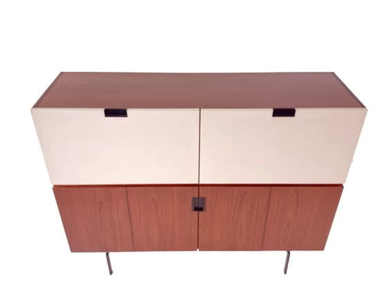 Vintage Mid-Century Modern Teak and White Bar Cabinet - Thumbnail 6