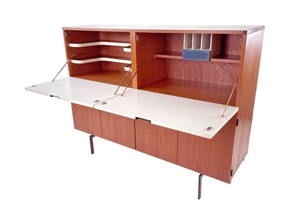 Vintage Mid-Century Modern Teak and White Bar Cabinet - Thumbnail 7