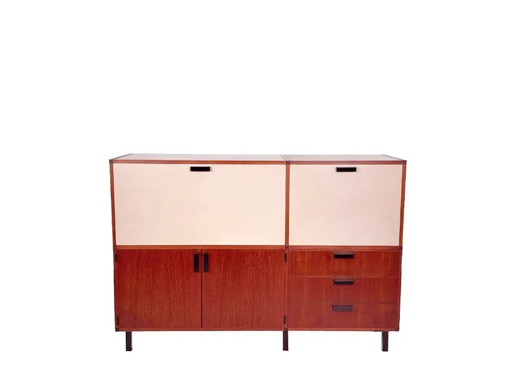 Vintage Mid-Century Modern Teak and White Bar Cabinet - Thumbnail 13