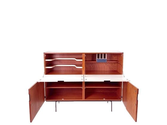 Vintage Mid-Century Modern Teak and White Bar Cabinet - Thumbnail 2