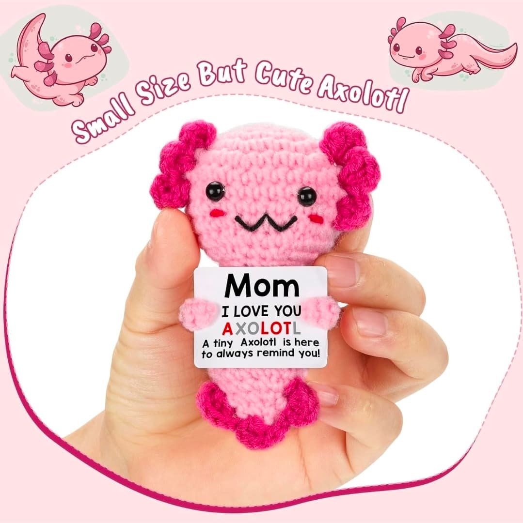 Handmade Crochet Plush with "Mom - I Love You" Message Card for Mother's Day - Thumbnail 2
