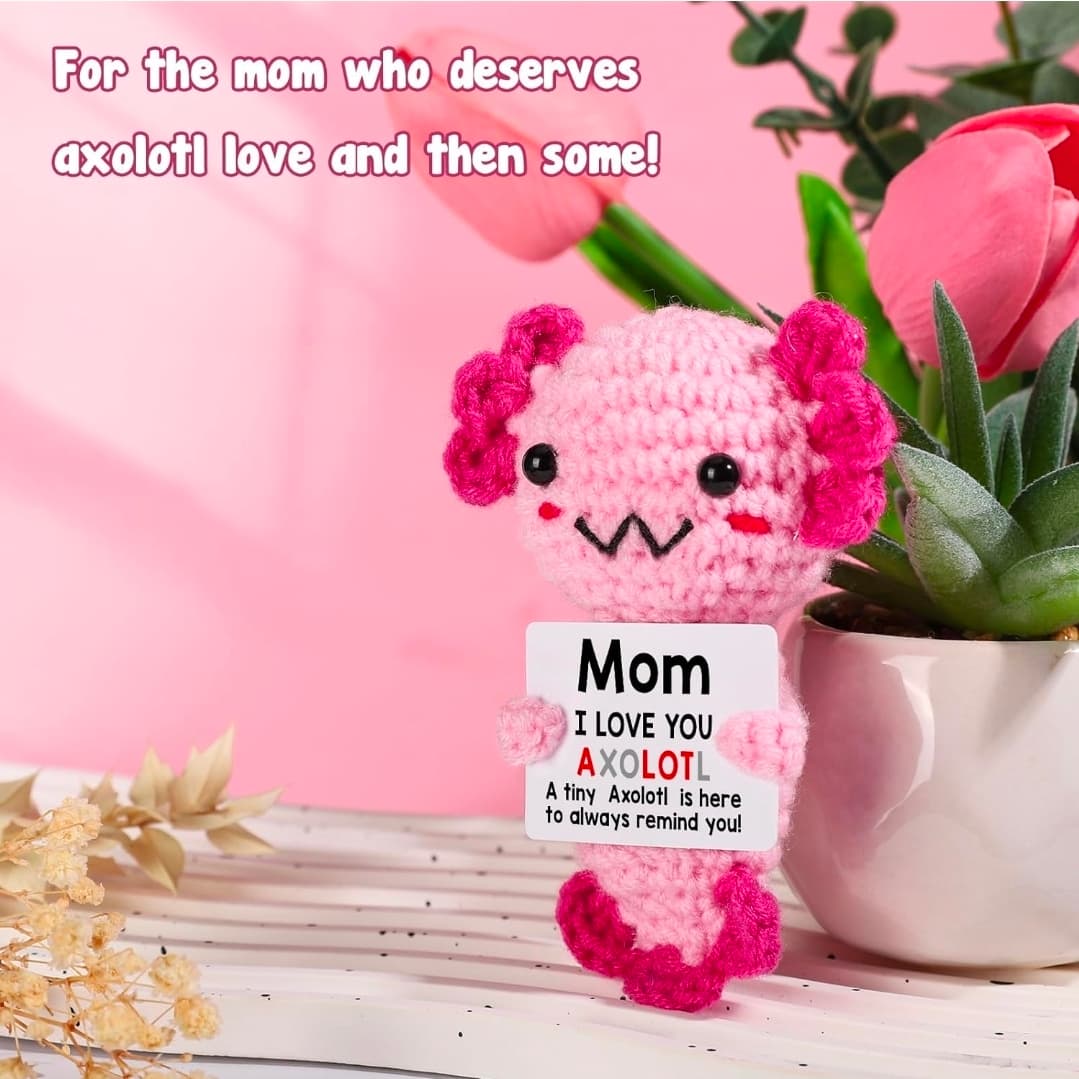 Handmade Crochet Plush with "Mom - I Love You" Message Card for Mother's Day - Thumbnail 4