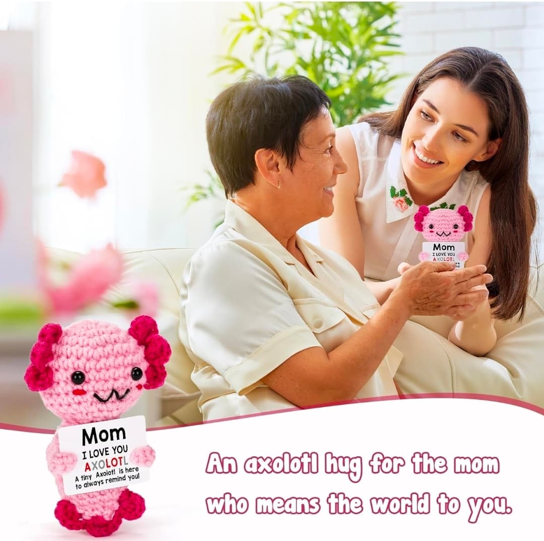 Handmade Crochet Plush with "Mom - I Love You" Message Card for Mother's Day - Thumbnail 5