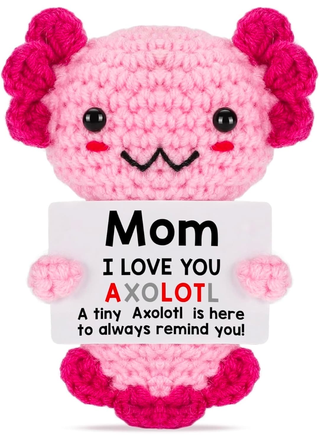 Handmade Crochet Plush with "Mom - I Love You" Message Card for Mother's Day - Thumbnail 8