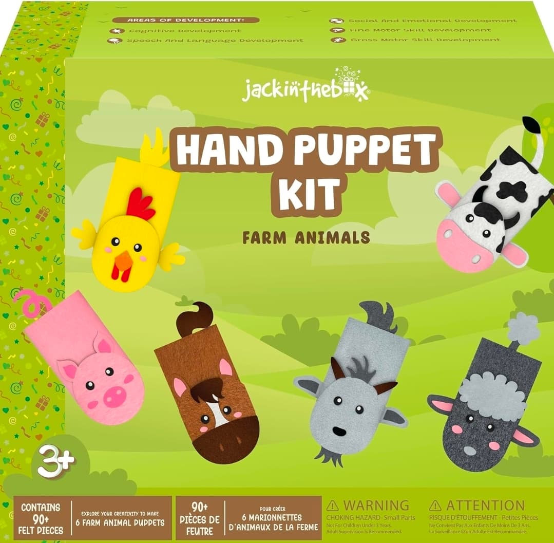 6 Sets of Hand Puppet Craft Kit Farm Animals 90+ Pieces for toddlers - Image 1