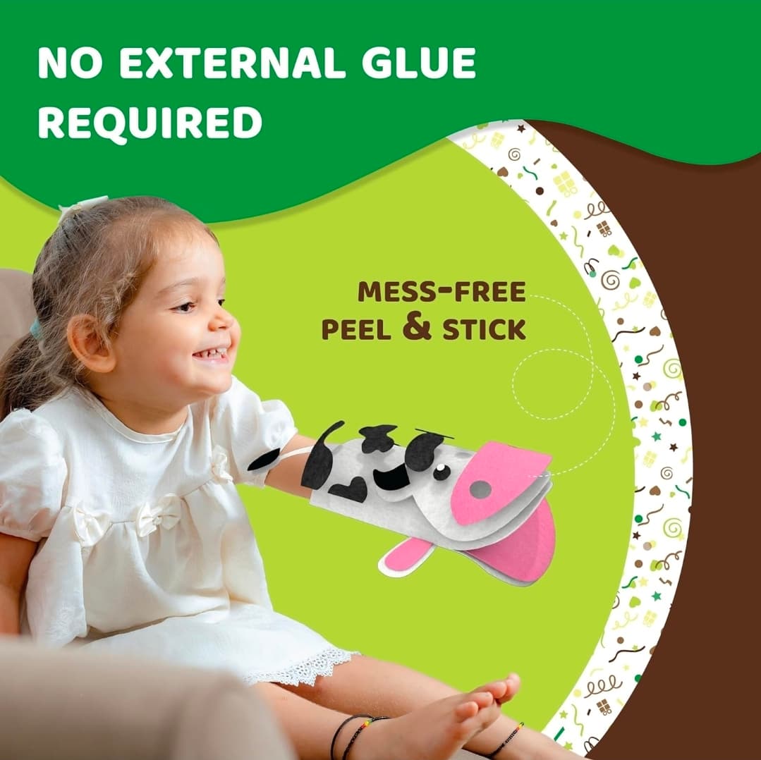 6 Sets of Hand Puppet Craft Kit Farm Animals 90+ Pieces for toddlers - Thumbnail 5