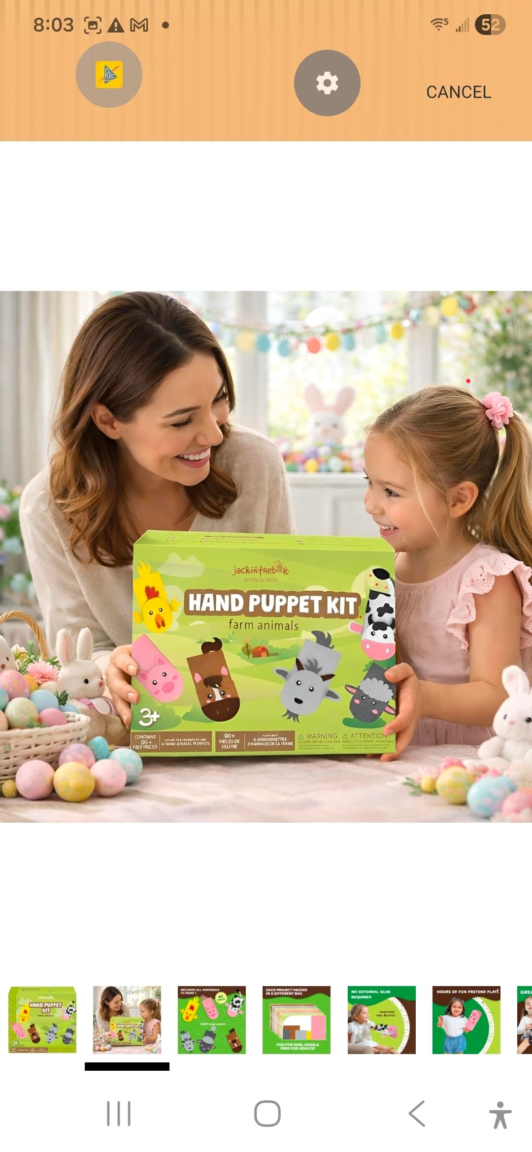 6 Sets of Hand Puppet Craft Kit Farm Animals 90+ Pieces for toddlers - Thumbnail 4