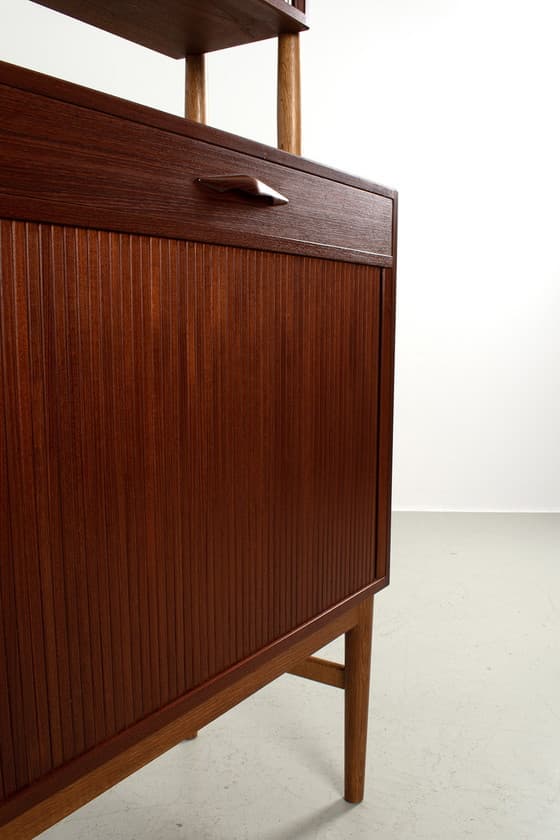 Mid-Century Modern Teak Tambour Door Cabinet - Thumbnail 7