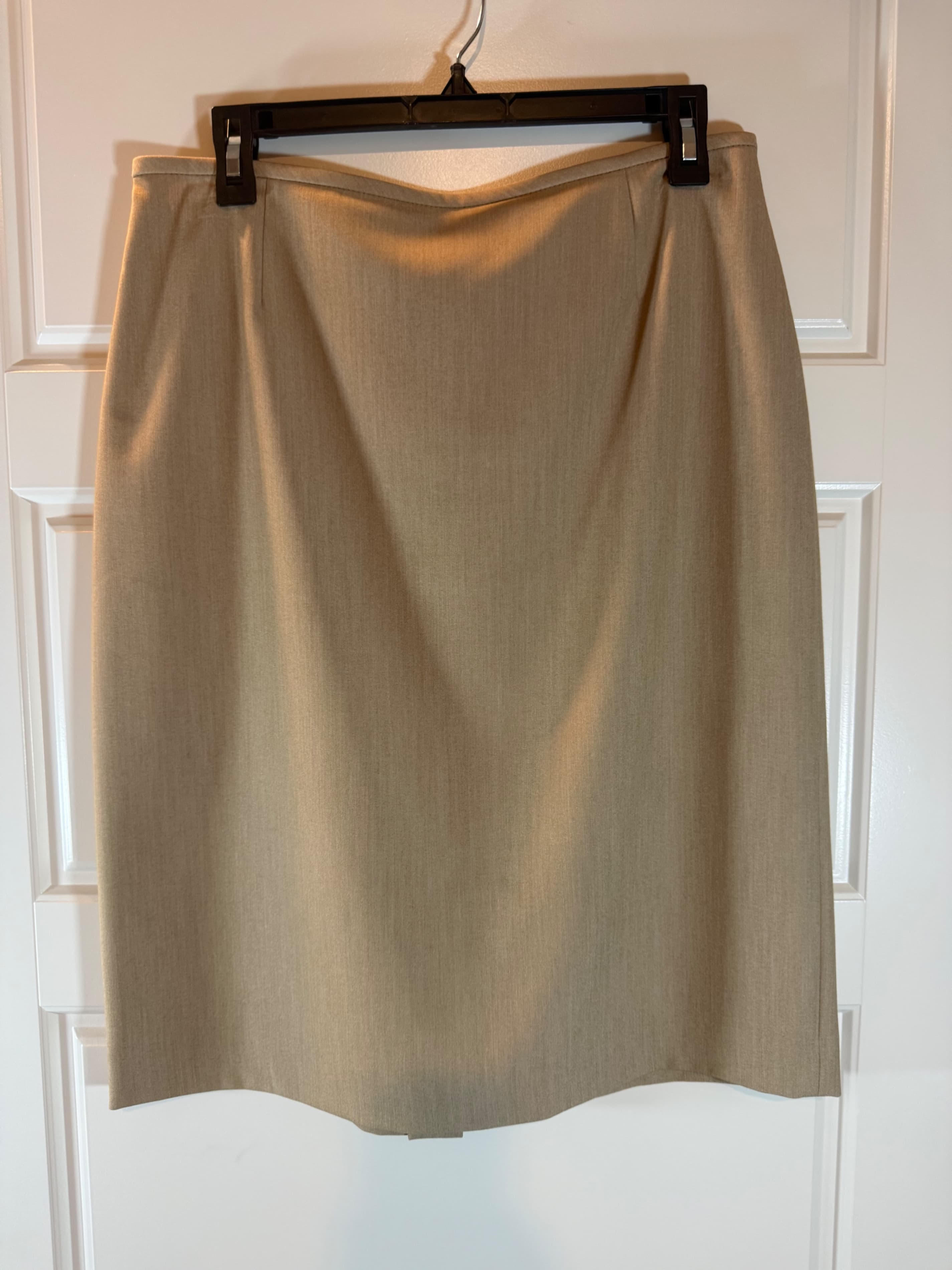 Preston & York Tan Knee-Length Pencil Skirt with Back Slit - Image 1