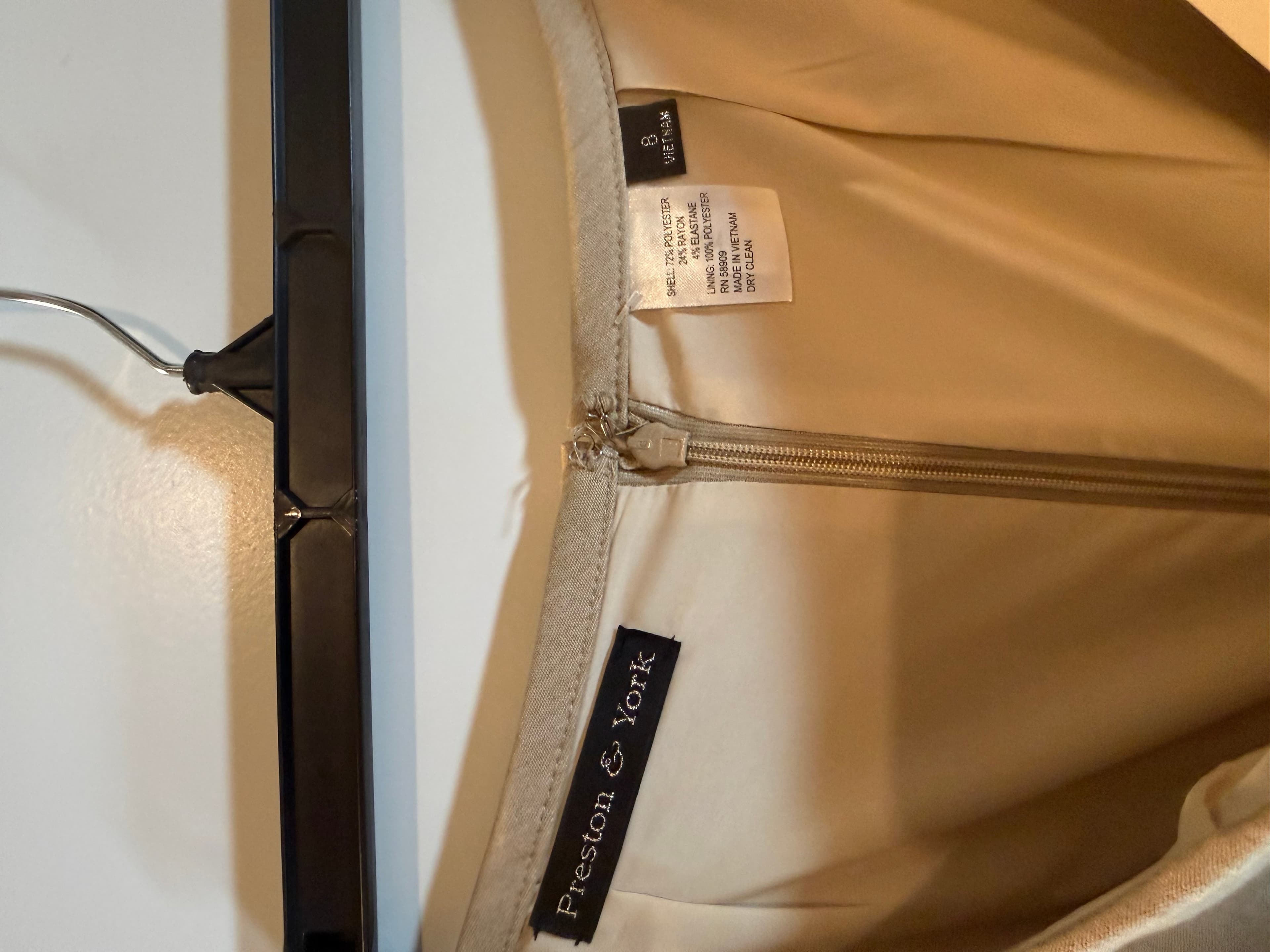 Preston & York Tan Knee-Length Pencil Skirt with Back Slit - Thumbnail 4