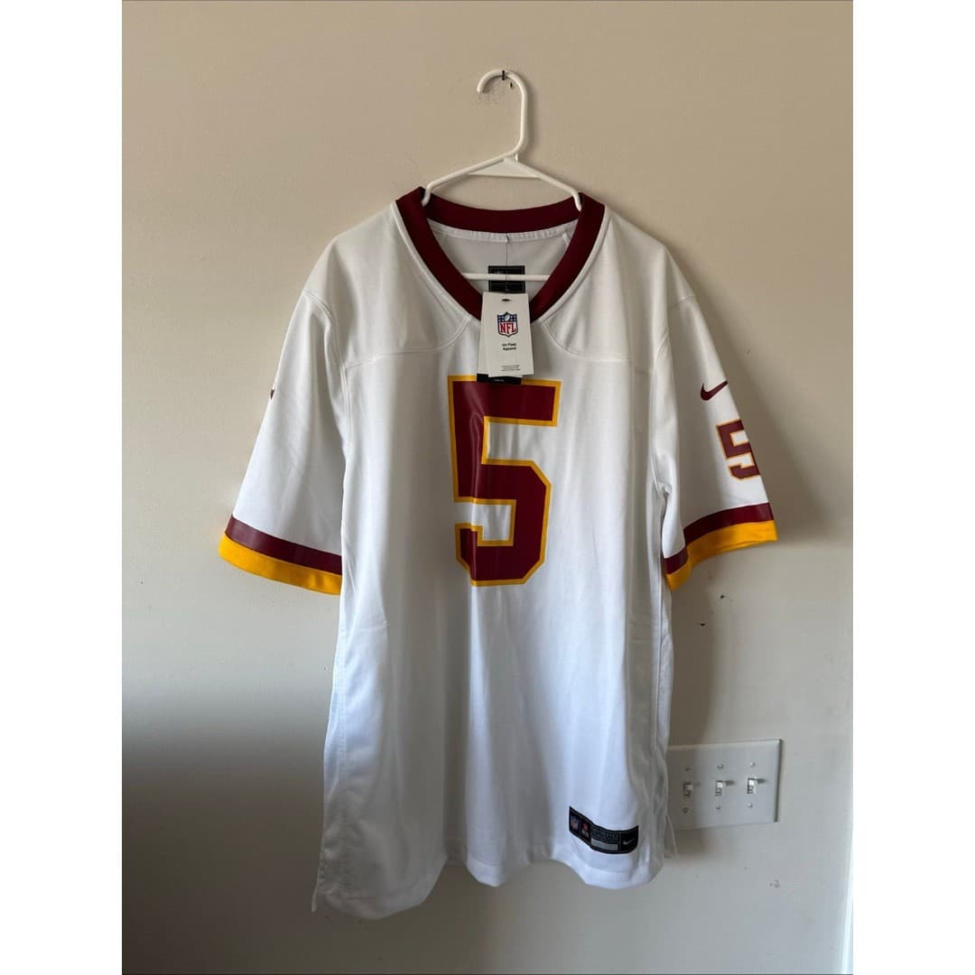 Men’s Washington Commanders Jayden Daniels #5 On Field Jersey Sz L - White NWT