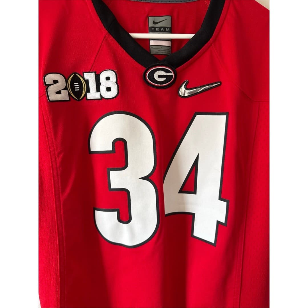 Men’s Nike Herschel Walker #34 Georgia Bulldogs Jersey 2018 CFB Patch Sz M - Red - Thumbnail 2