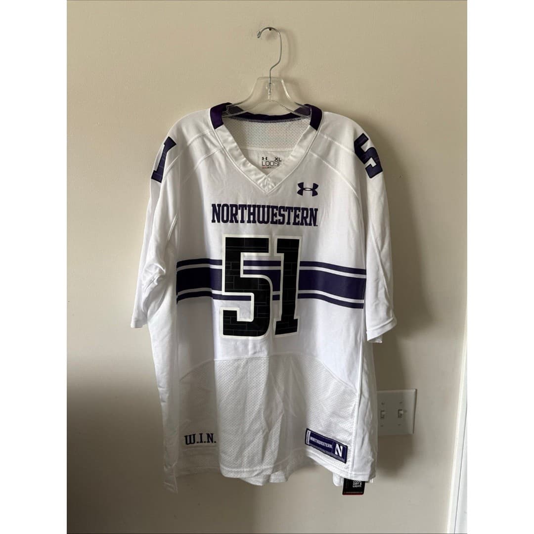 Men’s Under Armour #51 Northwestern Wildcats White Jersey College Sz XL - NWT - Image 1