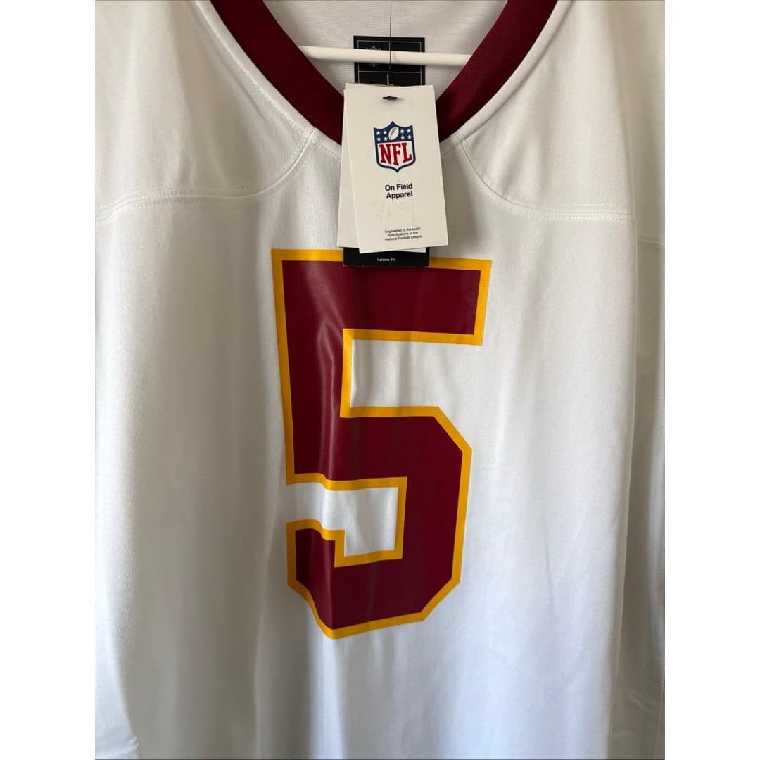 Men’s Washington Commanders Jayden Daniels #5 On Field Jersey Sz L - White NWT - Thumbnail 2