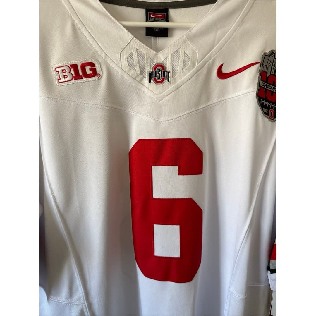Men’s Nike Kyle McCord #6 Ohio State Buckeyes 100 Seasons Patch - White NWT RARE - Thumbnail 2