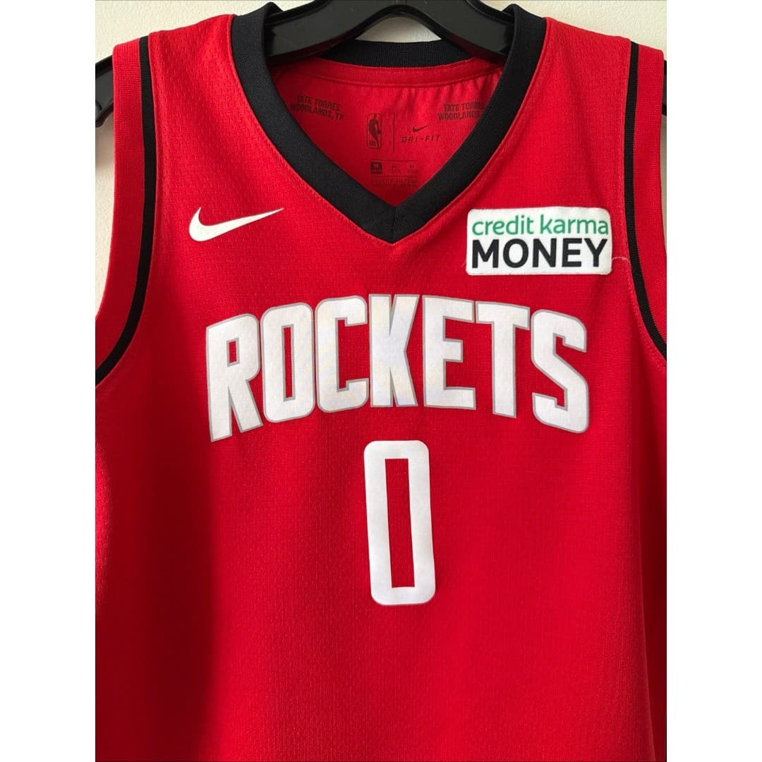 Boy’s Nike Jalen Green #0 Houston Rockets Jersey Swingman Sz Medium 10-12 - Red - Thumbnail 2