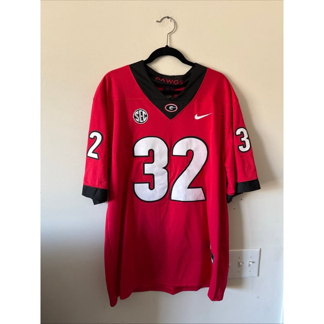 Men’s Nike Chaz Chambliss #32 Georgia Bulldogs Stitched Jersey Sz L - Red RARE - Image 1
