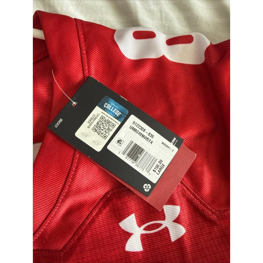 Men’s Under Armour Tanner Mordecai #8 Wisconsin Badgers Jersey Sz L - NWT - Thumbnail 5