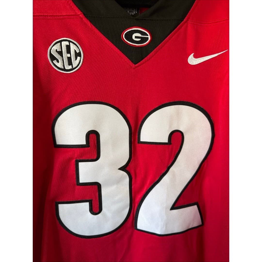 Men’s Nike Chaz Chambliss #32 Georgia Bulldogs Stitched Jersey Sz L - Red RARE - Thumbnail 2
