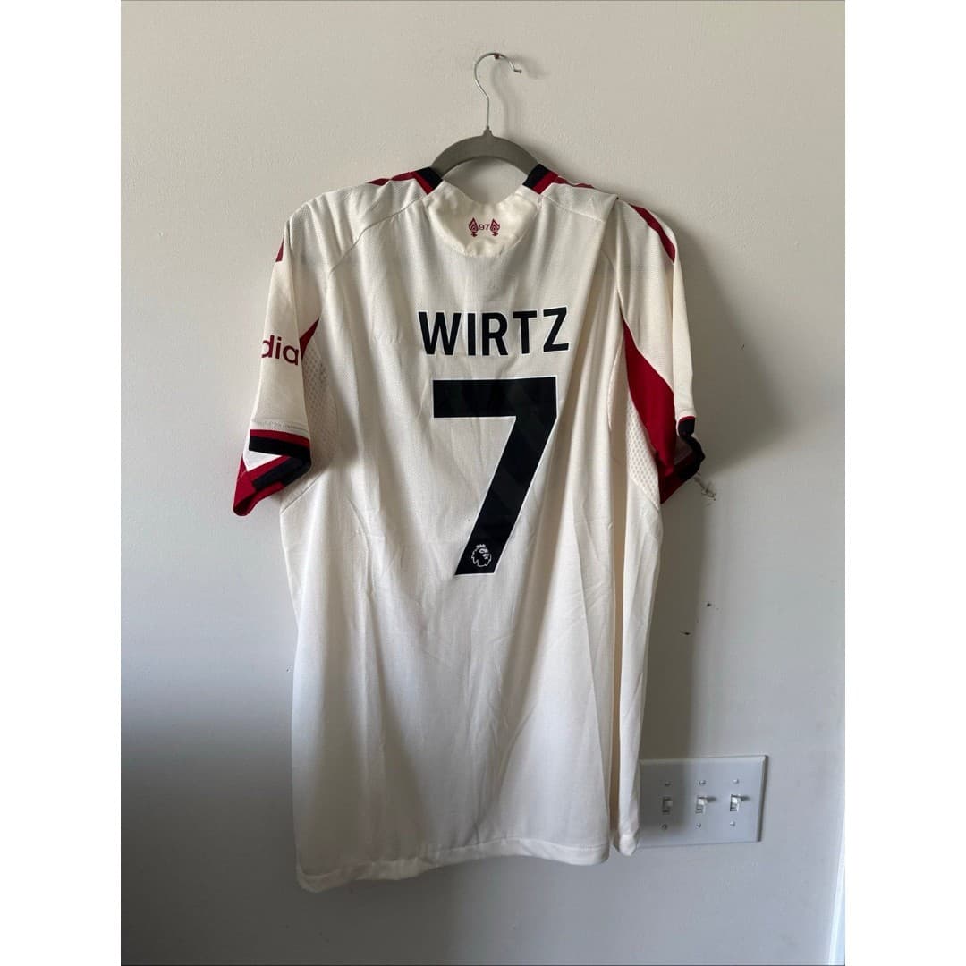 Men’s adidas Authentic Liverpool FC 25/26 Away Kit Florian Wirtz #7 Jersey Sz XL - Thumbnail 6