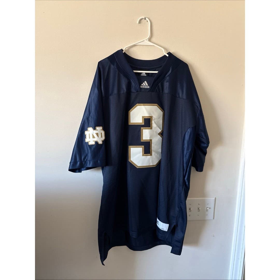 Men’s Adidas Joe Montana #3 Notre Dame Fighting Irish Jersey Sz XL - Blue - Image 1