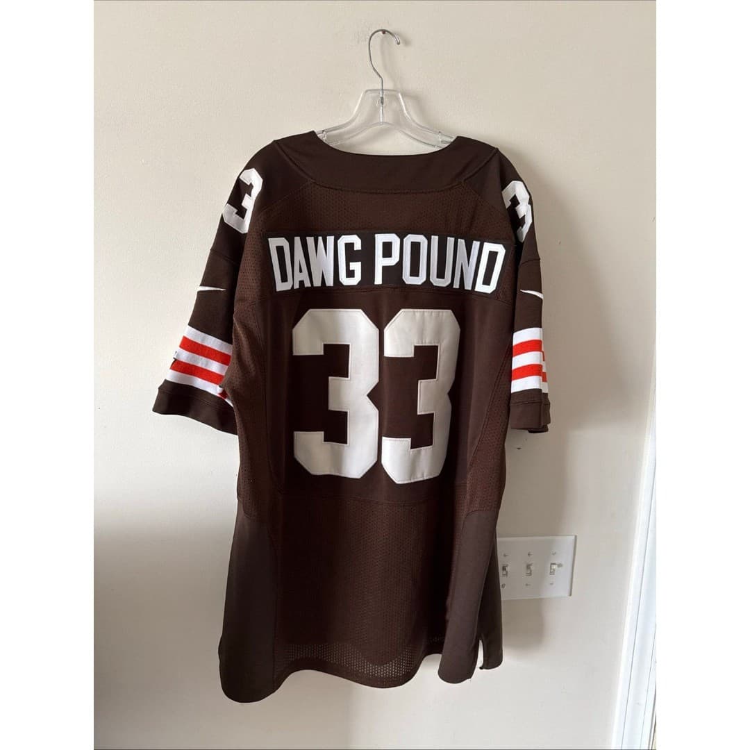 MEN’S NIKE CLEVELAND BROWNS AUTHENTIC DAWG POUND #33 JERSEY SZ 52 - NWOT - Thumbnail 6