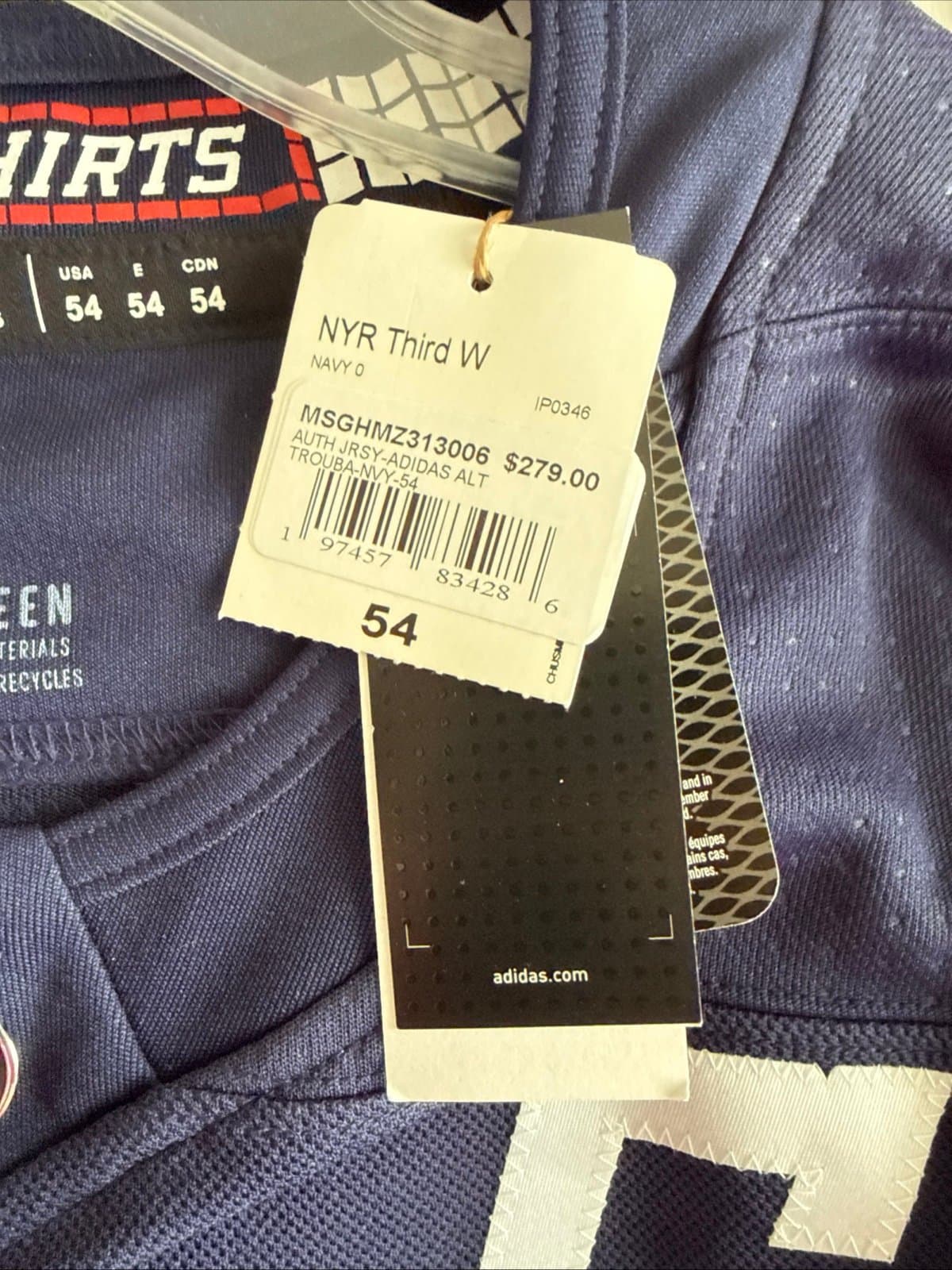 Men’s Adidas Jacob Trouba #8 New York Rangers Authentic Jersey Sz 54 - NWT RARE - Thumbnail 4