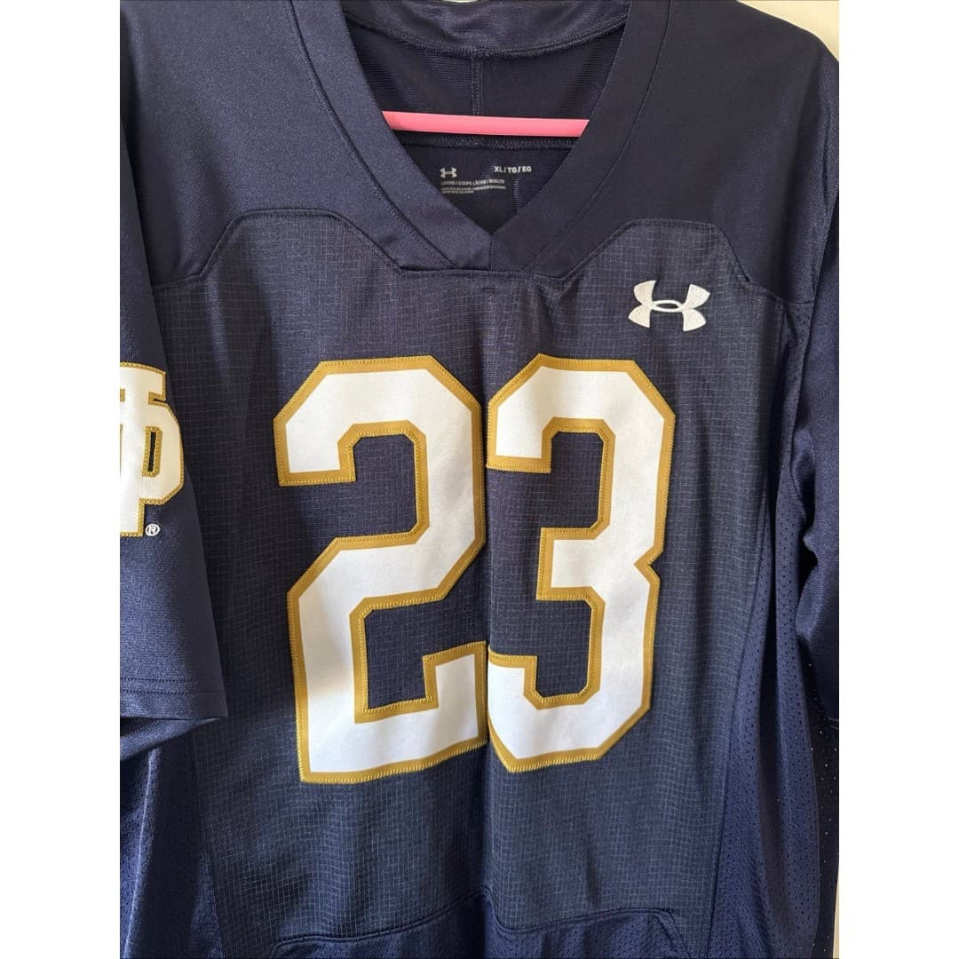 Men’s Under Armour Notre Dame Fighting Irish #23 “Be Irish” Jersey Sz XL - Blue - Thumbnail 2