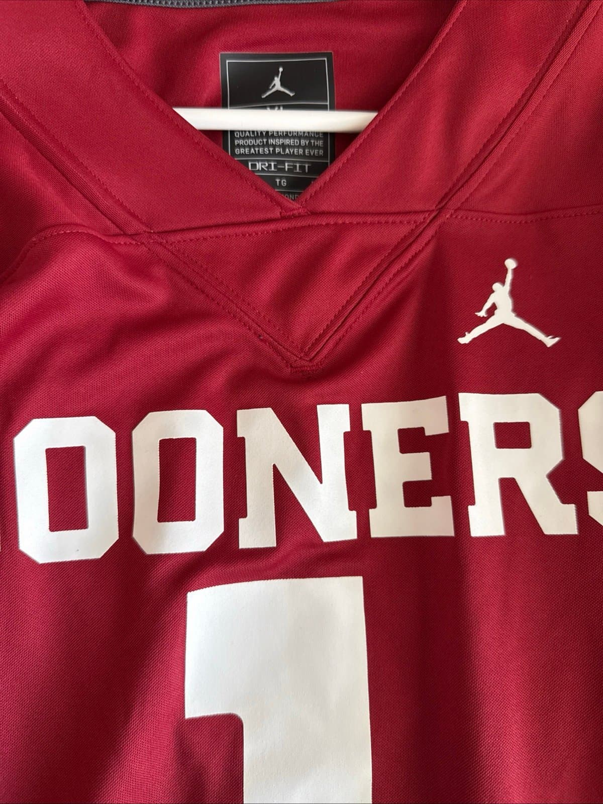 Men’s Jordan Oklahoma Sooners Jalen Hurts #1 Gameday Football Jersey Sz XL - Red - Thumbnail 5
