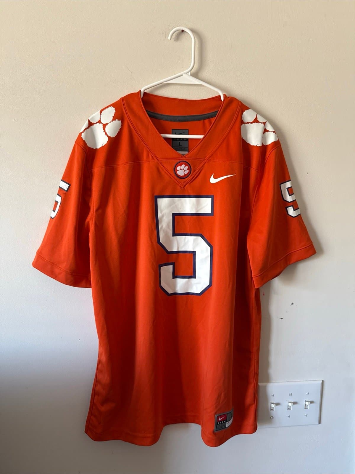 Men's Nike Tee Higgins #5 Clemson Tigers Player Game Jersey DriFit Sz L - Orange - Image 1
