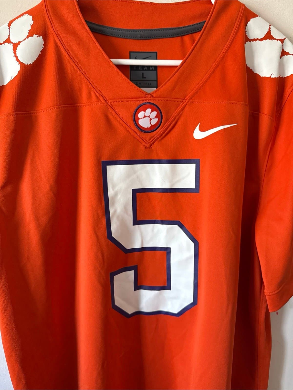 Men's Nike Tee Higgins #5 Clemson Tigers Player Game Jersey DriFit Sz L - Orange - Thumbnail 2