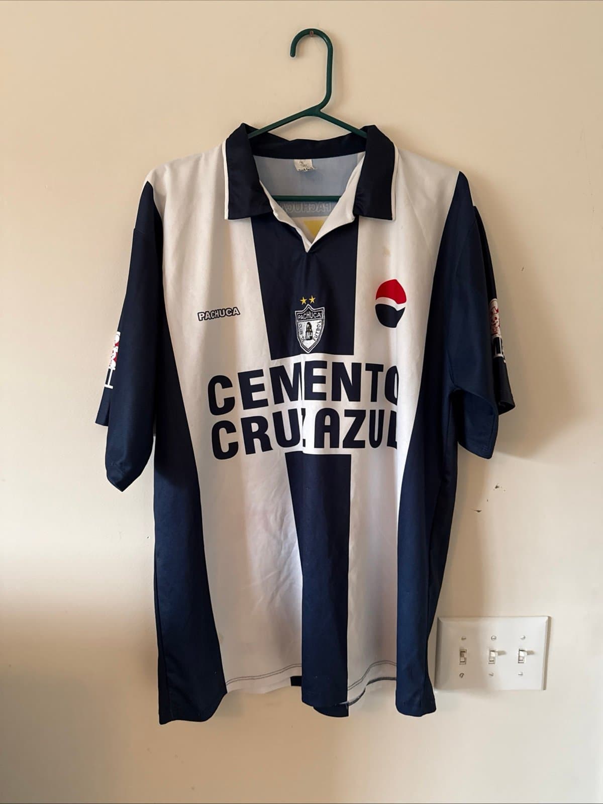 Men’s Pachuca CF Vintage Jersey #23 Large Grande Football Soccer Shirt Pepsi - Image 1