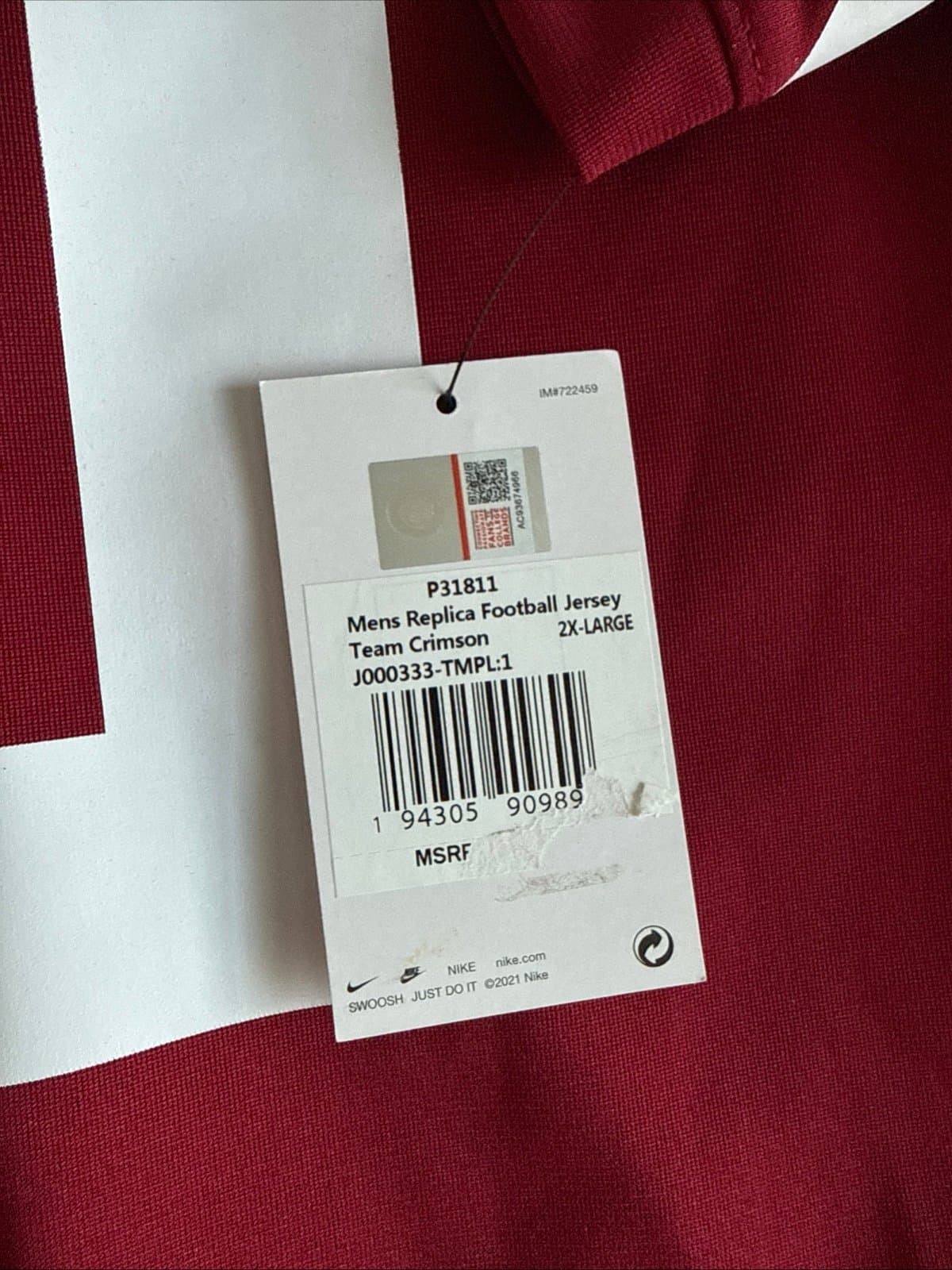 Men’s Nike Temple Owls #1 Football NCAA Jersey Sz 2XL - Cherry Red NWT - Thumbnail 5