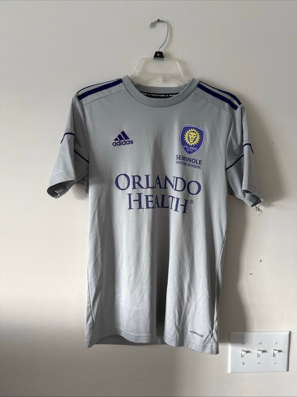 Orlando City Adidas Grey Training Jersey Small #25 Mens Authentic MLS - Image 1
